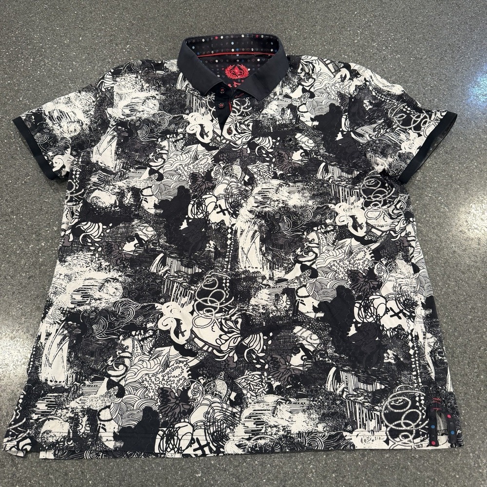 Au Noir Klimt Polo Black White Size 5\1XL